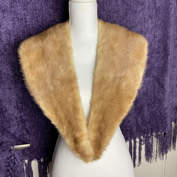 Vtg Beige Real Mink Fur Collar for Coat or Sweater/ Dress 43" L - Picture 1 of 8